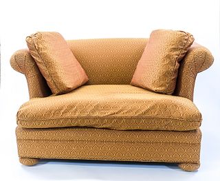 Upholstered Settee w/ Throw Pillows