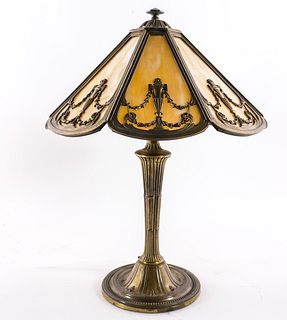 Bradley & Hubbard Slag Glass Shade Lamp