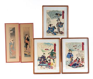 Collection of 5 Framed Japanese Woodblocks