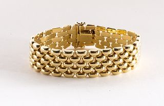 14K Italian Yellow Gold Panther Link Bracelet