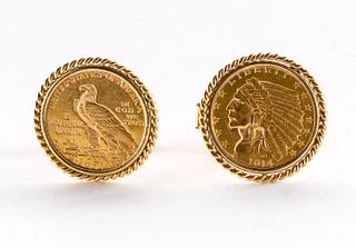 Pair of $2 ½ Indian Gold Coin Cufflinks