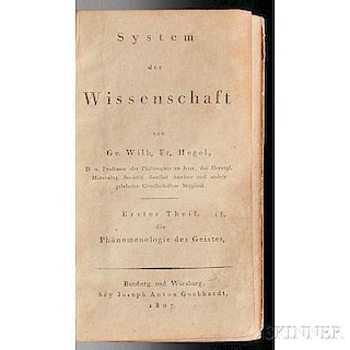 Hegel, George Wilhelm Friedrich (1770-1831) System der Wissenschaft, Erster Theil die Phanomenologie des Geistes.