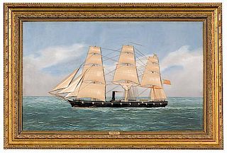 USS Hartford, Silk and Satin on Painted Canvas, by Thomas Willis 