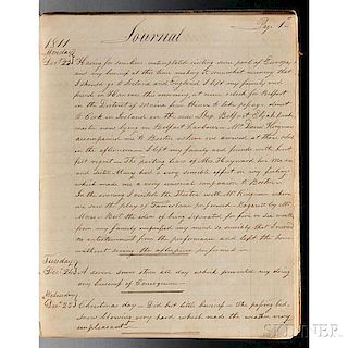 Manuscript Account of a Sea Journey Coinciding with the War of 1812.