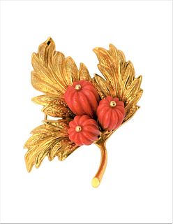 Tiffany & Company 18 Karat Yellow Gold Oak Leaf Brooch
