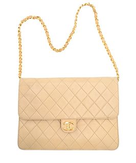 Chanel Tan Quilted Leather Handbag/Purse