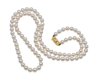 Mikimoto Single Strand of Individually Knotted Cultured Pearls