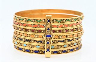 Set of Seven 18 Karat Yellow Gold Bangle Bracelets