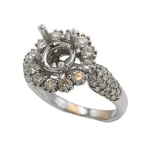 18 Karat White Gold Engagement Ring Setting