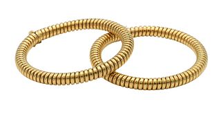 18 Karat Yellow Gold Pair of Bracelets