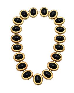 18 Karat Yellow Gold and Onyx Necklace