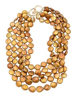 Natural Golden Baroque Cultured Pearl Necklace