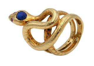 18 Karat Yellow Gold Snake Ring