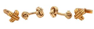 Two Pairs of Tiffany & Company 18 Karat Yellow Gold Cufflinks