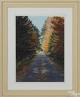Attributed to Thomas A. Newnam (Delaware, b. 1946), watercolor, titled Autumn Road, unsigned
