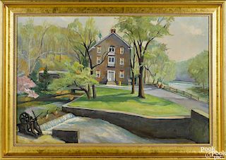 Bayard Berndt (American 1908-1987), oil on canvas, titled Henry Clay Mill, signed lower right