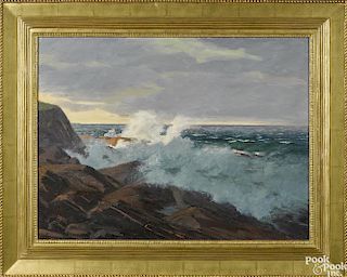 James Emery Greer (American 1948-1990), oil on canvas, titled New England Surf, signed