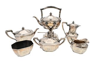 Black Starr & Frost Sterling Silver Queen Anne Pattern Six Piece Tea and Coffee Set