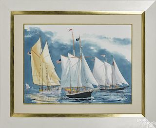 P. Pahl, A.S.M.A. (American 20th c.), watercolor of sailboats, signed lower left, 23'' x 30''.
