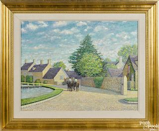 William R. Beebe (Maine 20th c.), oil on panel, titled The Cotswalds, England, signed and dated