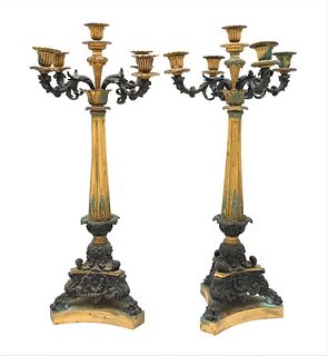A Pair of French Bronze Neoclassical Candelabras