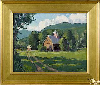 Eric Tobin (Vermont, b. 1958), oil on panel of a landscape, titled Waterville Farm, signed