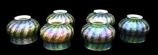 Set of Six Quezal Art Glass Shades