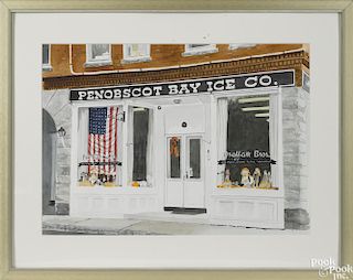 Linda M. Norton (Maine 20th c.), watercolor of the Penobscot Bay Ice Co., signed lower left