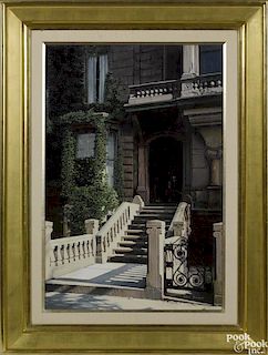 Helen Rundell (American, b. 1953), oil on canvas, titled Boston Brownstone, signed lower right