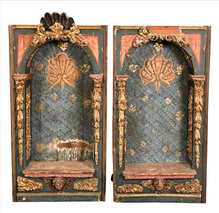 Pair of Spanish Colonial Giltwood Altar Niche