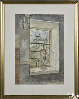 Ann Wyeth McCoy (Pennsylvania 1915-2005), watercolor, titled The Big Room, signed lower right