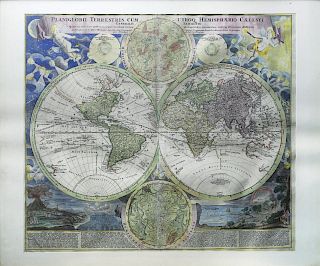 Engraved Map of the World by Homan, c. 1720