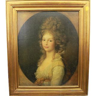 19th C. Framed Print of a European Woman