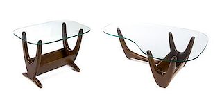 * Adrian Pearsall (American, 1925-2011), SECOND HALF 20TH CENTURY, two occasional tables, each set with jardiniere