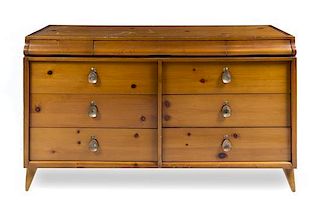 A Pair of Fruitwood and Brass Chests of Drawers, MID 20TH CENTURY,