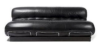 Manner of Tobia Scarpa (Italian, b.1935), LATE 20TH CENTURY, a modern soft black leather sofa