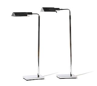 Koch & Lowy, SECOND HALF 20TH CENTURY, a pair of chromed OMI floor lamps