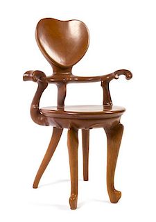 * Antoni Gaudi (Spain, 1852-1926), B. BARCELONA DESIGN CO., an art nouveau sculpted armchair, originally designed by Gaudi fo