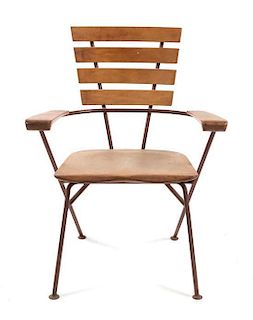 A Mid Century Modern Open Arm Chair and Maquette Height 34 1/2 x width 26 1/2 x depth 23 inches