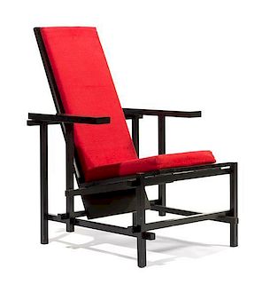 Gerrit Rietveld (Dutch, 1888-1964), CASSINA, CIRCA 1990, a black lounge chair