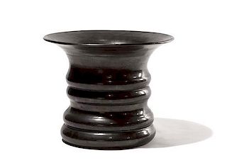 A Large Metalic Glazed Ceramic Coffee Table Base or Floor Vase Height 1601/2 x diameter 20 1/2 inches