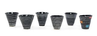 Jun Kaneko (Japanese, b.1942), CIRCA 1980s, a set of six cups