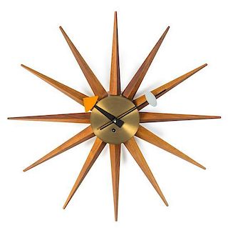 George Nelson and Associates, HOWARD MILLER CLOCK COMPANY, 1952-1953, Spike Wall Clock, model 2202