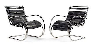 Ludwig Mies Van Der Rohe (German, 1986-1969), KNOLL, a pair of MR armchairs