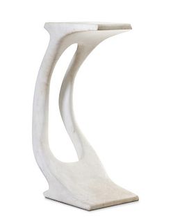* A Modern Sculpted White Marble Pedestal Height 37 inches