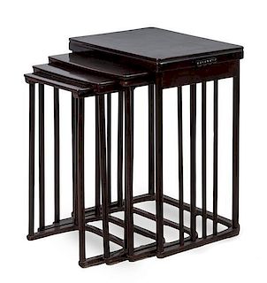 * Josef Hoffmann (Austrian, 1870-1956), J & J KOHN, EARLY 20TH CENTURY, a set of bentwood nesting tables, model number 986
