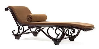 * Thonet, AUSTRIA, EARLY 20TH CENTURY, a black lacquered bentwood chaise