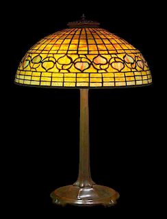 * Tiffany Studios, an Acorn pattern table lamp