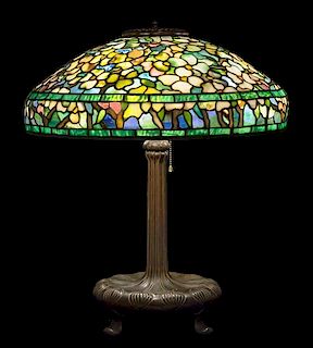 Tiffany Studios, a Dogwood pattern table lamp