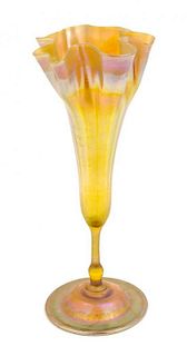 * Tiffany Studios, a gold iridescent floriform vase